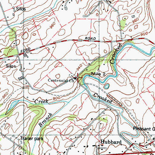 Topographic Map of Centennial Presbyterian Church, TN