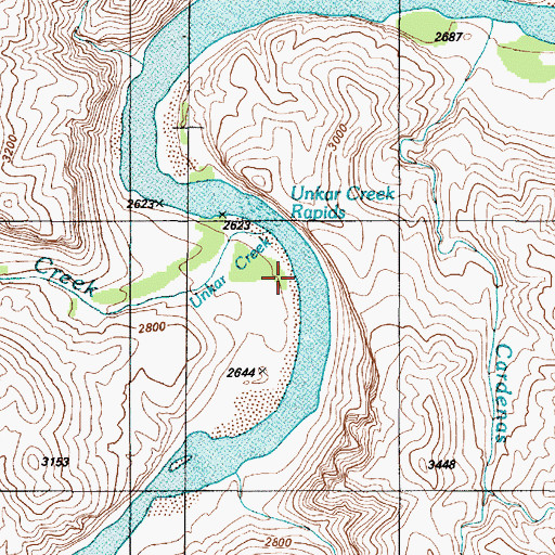 Topographic Map of Unkar Creek Rapids, AZ