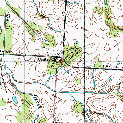 Topographic Map of Center Church, TN