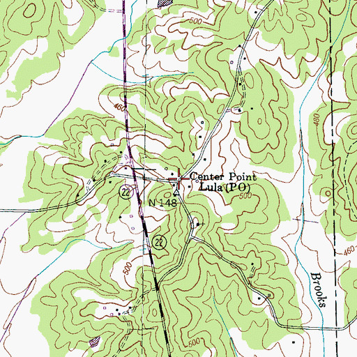 Topographic Map of Center Point Lula, TN