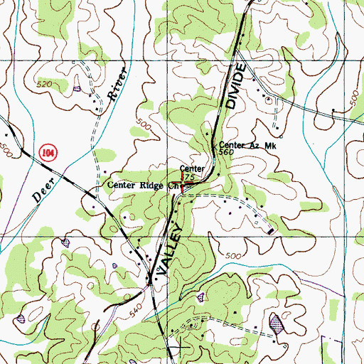 Topographic Map of Center Ridge Church, TN