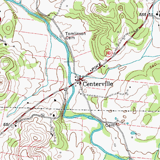 Topographic Map of Centerville, TN