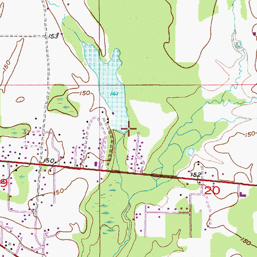 Topographic Map of Yates Lake Dam, AL