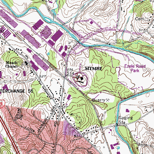 Topographic Map of Central State Hospital, TN