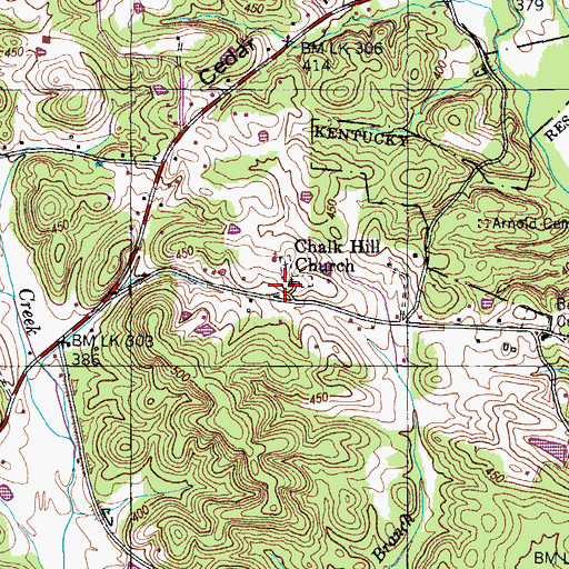 Topographic Map of Chalk Hill Baptist Church, TN