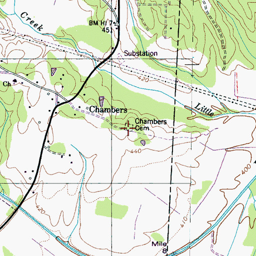 Topographic Map of Chambers Cemetery, TN