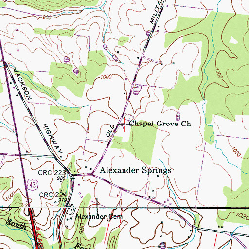 Topographic Map of Chapel Grove Church, TN