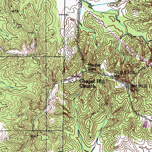 Topographic Map of Chapel Hill Church, TN