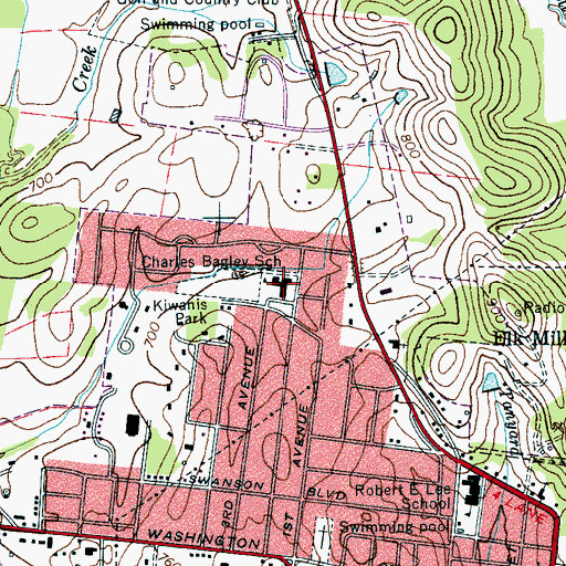 Topographic Map of Charles Bagley School, TN