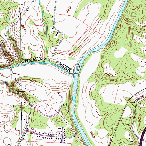 Topographic Map of Charles Creek, TN