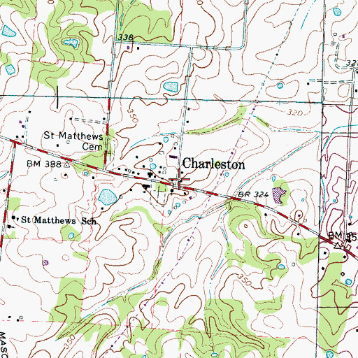 Topographic Map of Charleston, TN