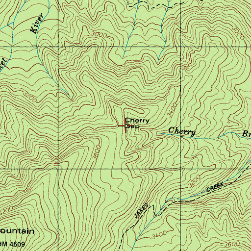 Topographic Map of Cherry Gap, TN