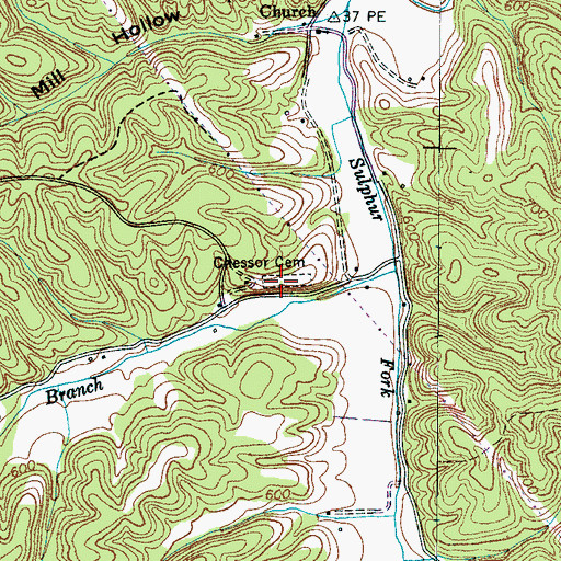 Topographic Map of Chessor Cemetery, TN