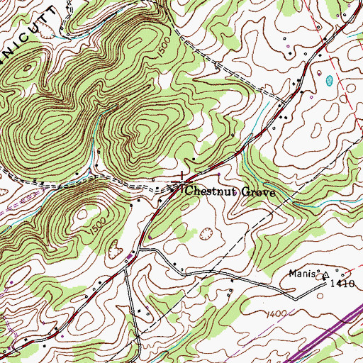 Topographic Map of Chestnut Grove, TN