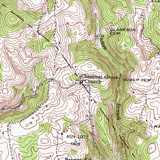 Topographic Map of Chestnut Grove Church, TN
