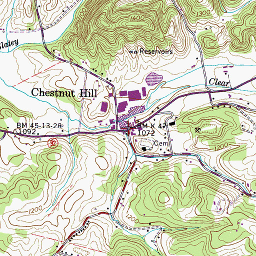 Topographic Map of Chestnut Hill, TN