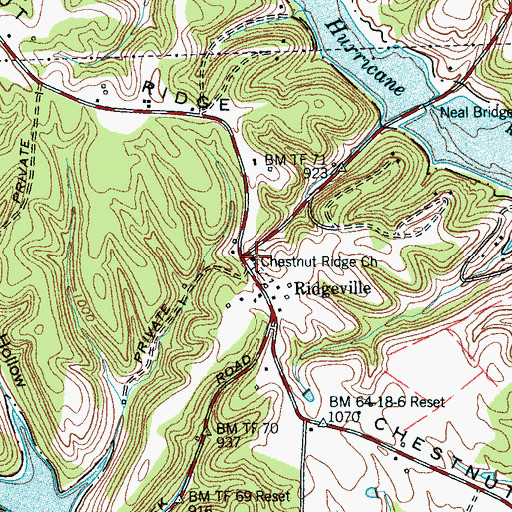 Topographic Map of Chestnut Ridge Church, TN