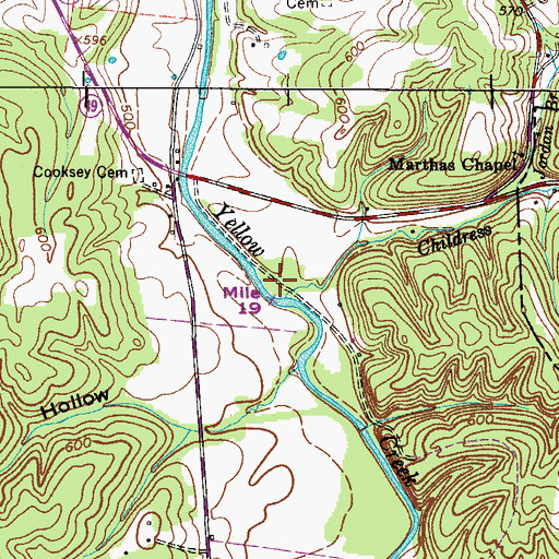 Topographic Map of Childress Branch, TN