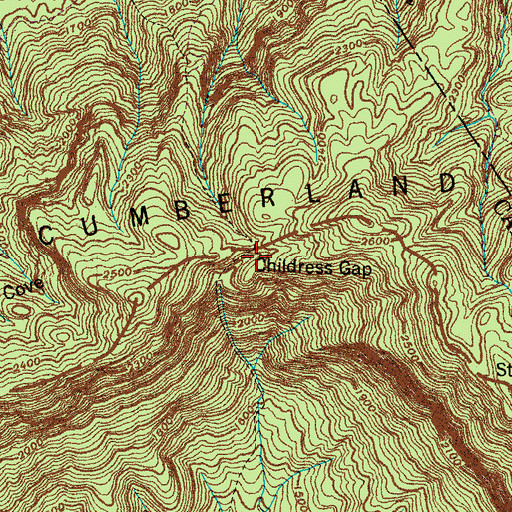 Topographic Map of Childress Gap, TN