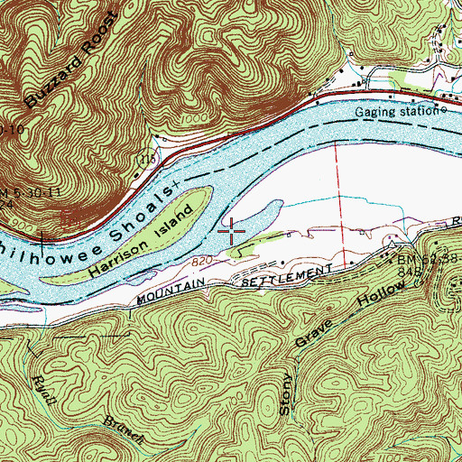 Topographic Map of Chilhowee Shoals, TN