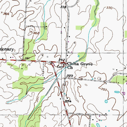 Topographic Map of China Grove Church, TN