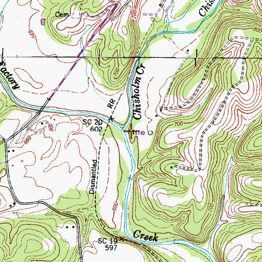 Topographic Map of Chisholm Creek, TN