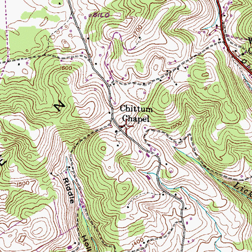 Topographic Map of Chittum Chapel, TN