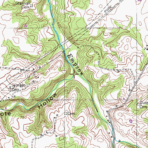 Topographic Map of Chote Hollow, TN