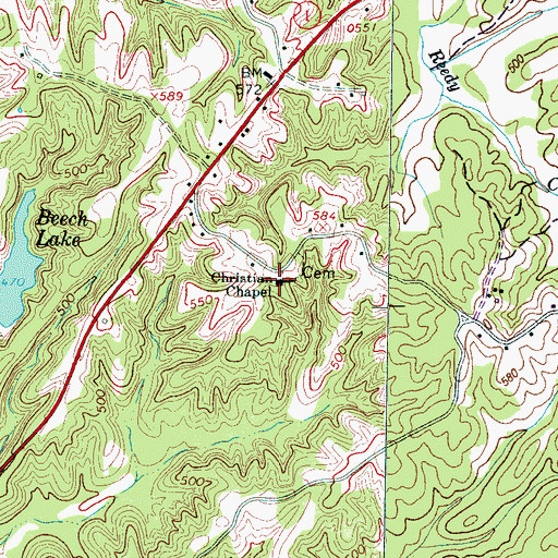 Topographic Map of Christian Chapel, TN