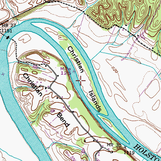Topographic Map of Christian Islands, TN