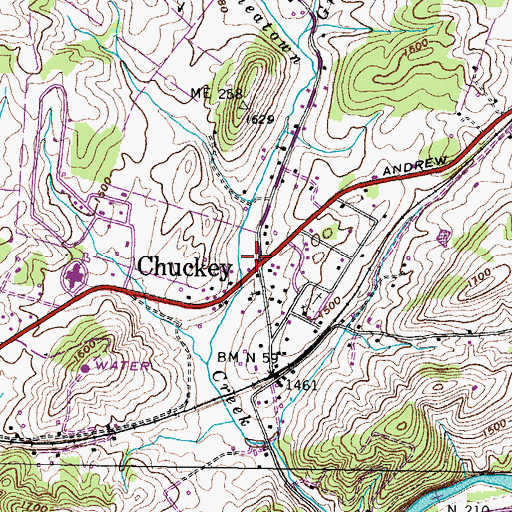 Topographic Map of Chuckey, TN