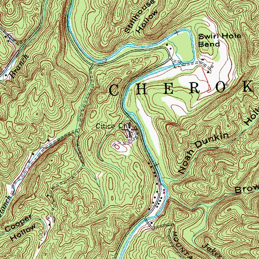 Topographic Map of Citico Baptist Church, TN