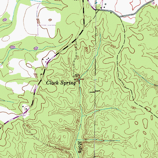 Topographic Map of Clack Spring, TN