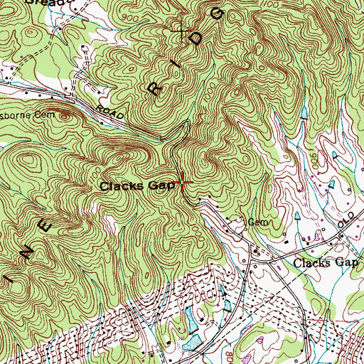 Topographic Map of Clacks Gap, TN