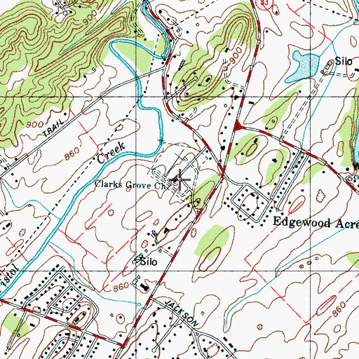 Topographic Map of Clarks Grove Cumberland Presbyterian Church, TN