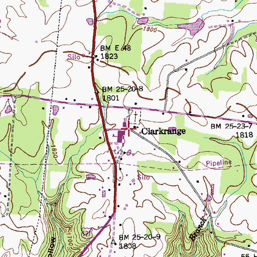 Topographic Map of Clarkrange, TN