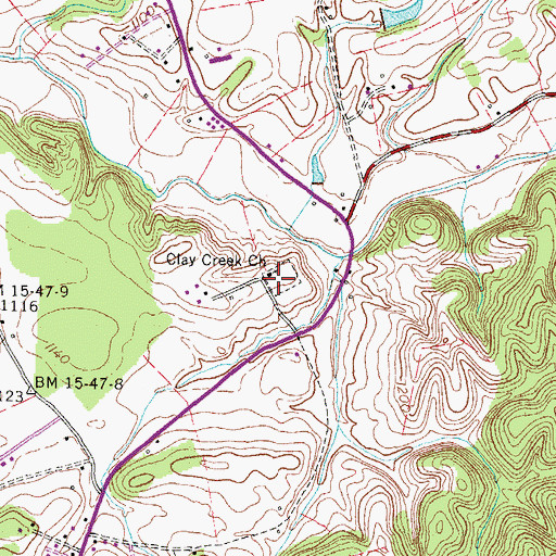 Topographic Map of Clay Creek Church, TN