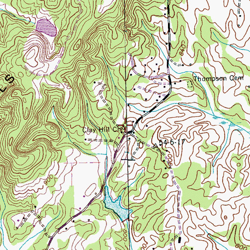 Topographic Map of Clay Hill Church, TN