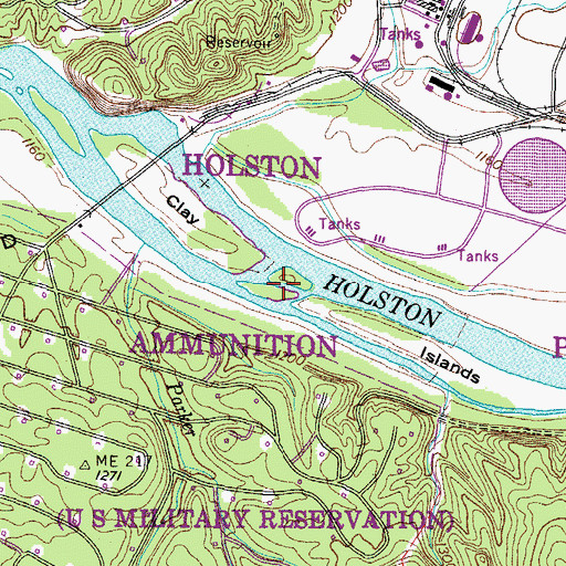 Topographic Map of Clay Islands, TN