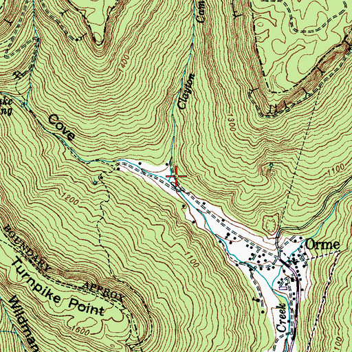 Topographic Map of Clayton Camp Branch, TN