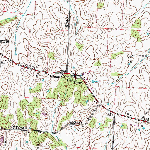 Topographic Map of Clear Creek Church, TN