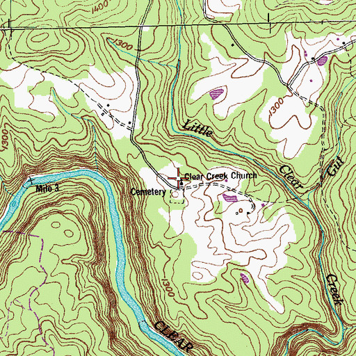 Topographic Map of Clear Creek Church, TN