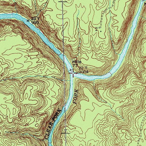 Topographic Map of Clear Fork, TN