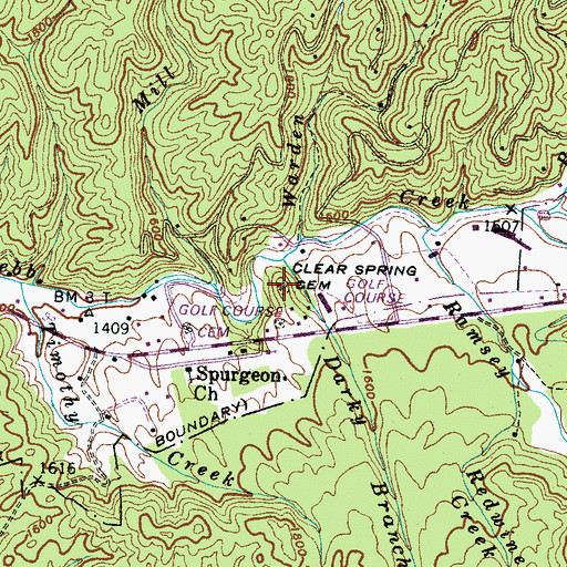Topographic Map of Clear Spring Cemetery, TN