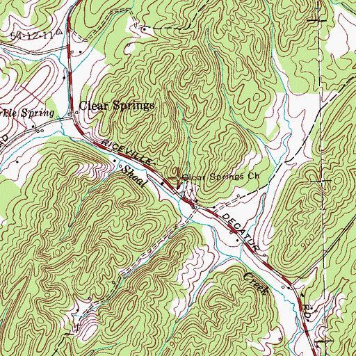Topographic Map of Clear Springs Church, TN