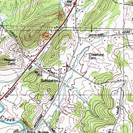 Topographic Map of Clear Springs School, TN