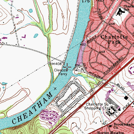 Topographic Map of Cleeces Ferry, TN