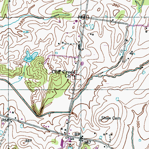 Topographic Map of Cliff Creek Church, TN