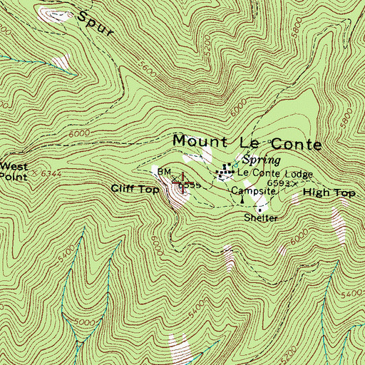 Topographic Map of Cliff Top, TN