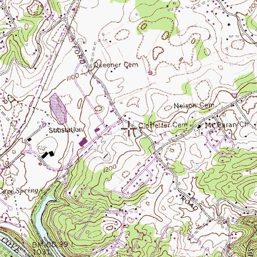 Topographic Map of Clotfelter Cemetery, TN